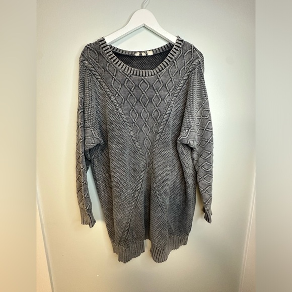 ROXY Snowday Sweater Chunky Kjit Gray Boho Fall Winter Dress Size Large - Picture 8 of 17